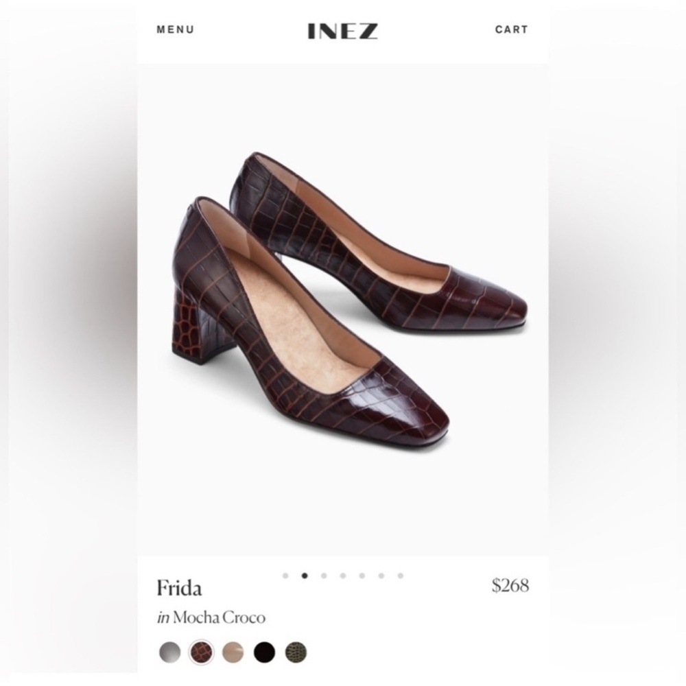 INEZ Frida Mocha Croco Heels in size 9.5 Medium